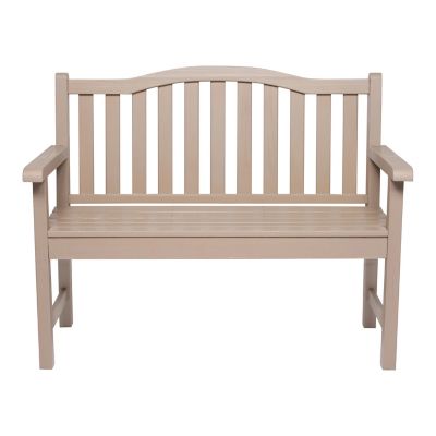 Image showing 3 th Shine Company 44.75 x 36in. Slat Back Wood Patio Bench