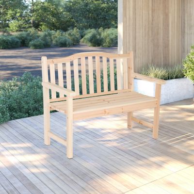 Image showing  44.75 x 36in. Slat Back Wood Patio Bench