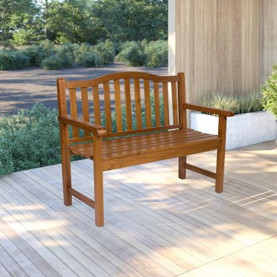 Image showing  44.75 x 36in. Slat Back Wood Patio Bench