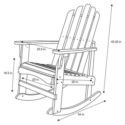 Image showing  Homestead Wood Adirondack Rustic Rocking Chair with Rust Resistant Steel Hardware
