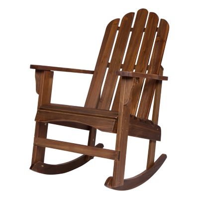 Shine Company Homestead Wood Adirondack Rustic Rocking Chair with Rust Resistant Steel Hardware
