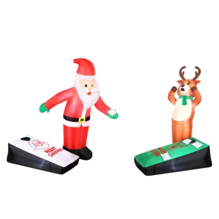 Limited OccasionsAirflowz Inflatable Santa and Reindeer Playing CornHole Christmas Inflatables