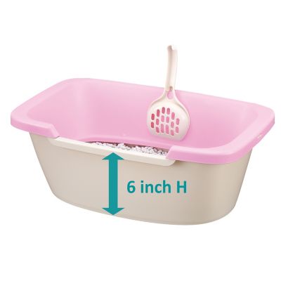 Image showing  PAW TRAX Adjustable 2 Level Litter Box, Pastel Pink, 60038