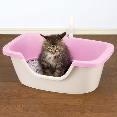 Image showing  PAW TRAX Adjustable 2 Level Litter Box, Pastel Pink, 60038