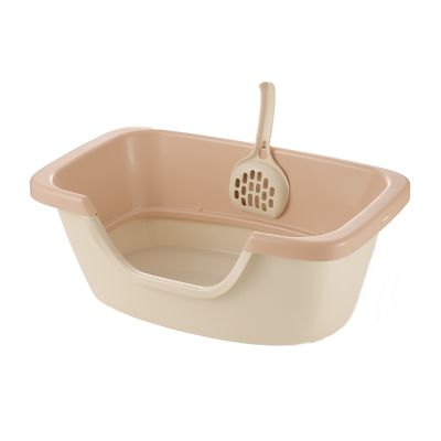 Richell PAW TRAX Adjustable 2 Level Litter Box, Pastel Brown, 60039