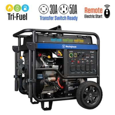 Westinghouse 18,000/14,500-Watt Tri-Fuel Portable Generator, CO Sensor, Gas/Propane/Natural Gas