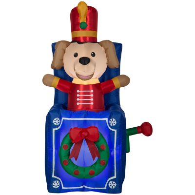 Gemmy Animated Christmas Inflatable Toy Soldier Dog in Pop Up Box