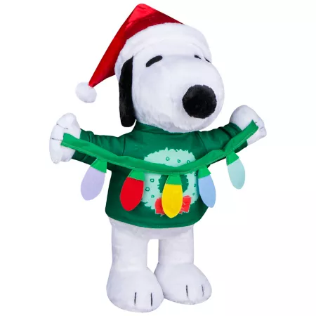 Gemmy Grinch Holiday Greeter with Plush Snowflake Sweater and Green Stockings Christmas Statues