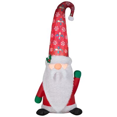 Gemmy Christmas Inflatable Gnome with Damask Cap Christmas Inflatable