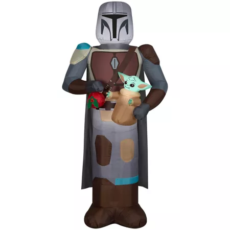 Christmas Inflatable Mandalorian Gemmy with Grogu Christmas Inflatables