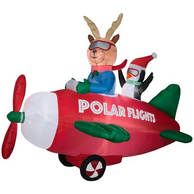 Gemmy Animated Christmas Inflatable Reindeer in Airplane