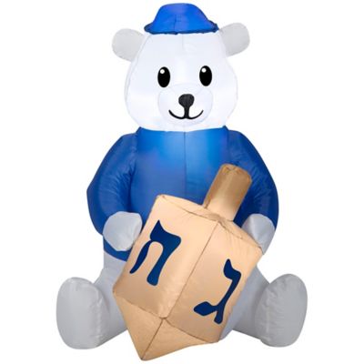 Gemmy Airblown Outdoor Hanukkah Dreidel Bear