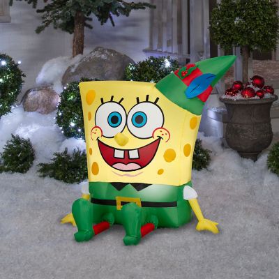 Image showing  Christmas Inflatable SpongeBob in Elf Outfit