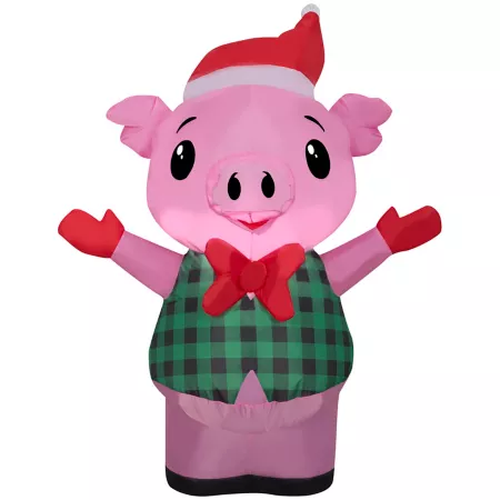 Gemmy Christmas Inflatable Pig in a Vest Christmas Inflatables