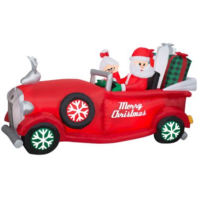 Gemmy Animated Christmas Inflatable Santa and Mrs. Claus in Red Car