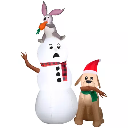 Gemmy Inflatable Christmas Snowman with Bunny and Dog Christmas Inflatables