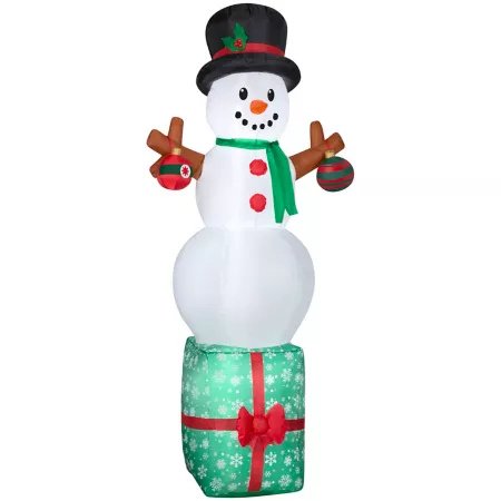 Inflatable Christmas Gemmy Snowman on Gift Box Christmas Inflatables