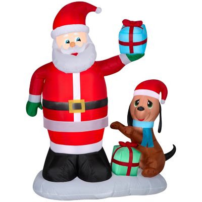 Gemmy Animated Christmas Inflatable Santa and Puppy