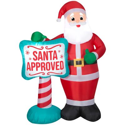 Gemmy Christmas Inflatable Santa with Santa Approved Sign