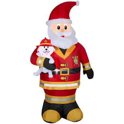 Gemmy 9.84 in. Inflatable Firefighter Santa Christmas Decoration