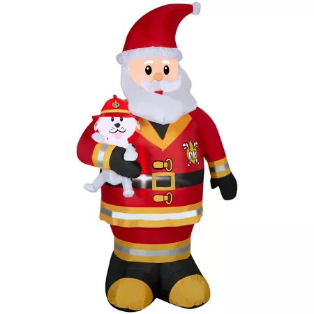 Gemmy 9.84 in Firefighter Santa Inflatable Christmas Decoration Christmas Inflatables