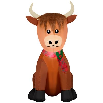 Gemmy Christmas Inflatable Highland Cow with Plush Accents