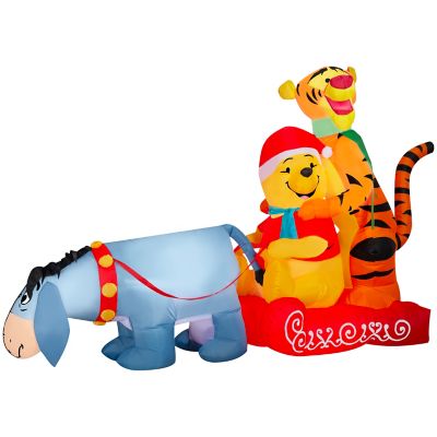 Gemmy Christmas Inflatable Winnie the Pooh in Sledding Scene with Pooh, Eeyore and Tigger