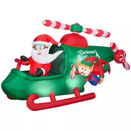 Gemmy Animated Inflatable Santa Claus in Helicopter Christmas Inflatables