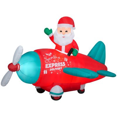 Gemmy Animated Christmas Inflatable Santa in Vintage Plane