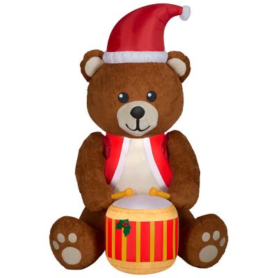 Gemmy Animated Christmas Inflatable Drummer Boy Teddy Bear