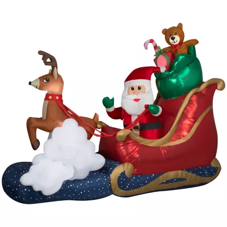 Gemmy Animated Christmas Inflatable Santa Claus in a Sleigh Christmas Inflatables