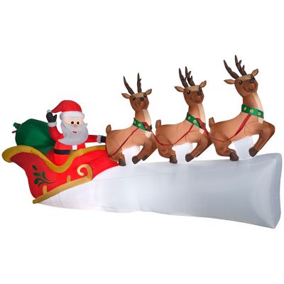 Gemmy Christmas Inflatable Santa's Sleigh with Flying Reindeer