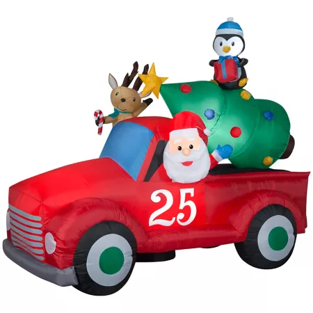 Inflatable Santa Gemmy in a Vintage Truck Christmas Inflatables