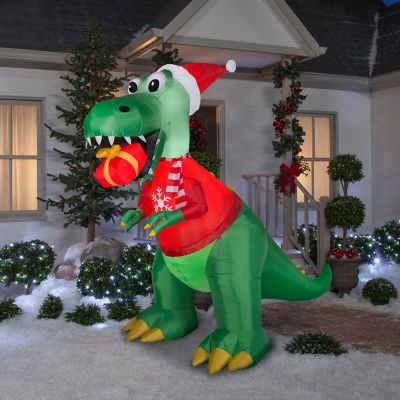Image showing  Christmas Inflatable Dinosaur with Gift Box