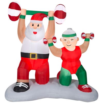 Gemmy Christmas Inflatable Santa and Mrs. Claus Workout Scene