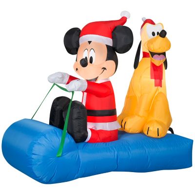 Gemmy Christmas Inflatable Mickey Mouse and Pluto on Sled