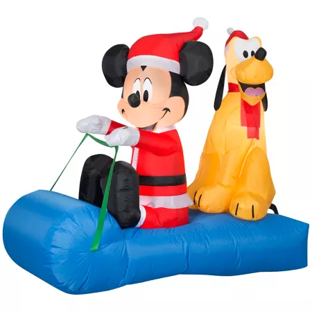 Gemmy Christmas Inflatable Mickey Mouse and Pluto on Sleigh Christmas Inflatables