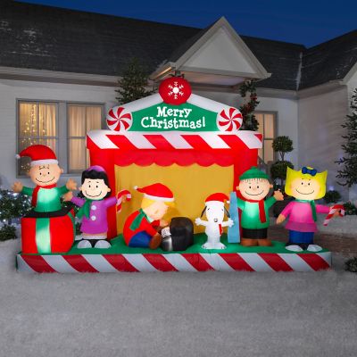 Image showing  Giant Christmas Inflatable Peanuts Gang Christmas Stage Scene