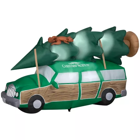 Gemmy Christmas Station Wagon Inflatable Griswold with Christmas Tree and Squirrel Christmas Inflatables