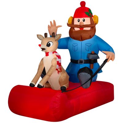 Gemmy Christmas Inflatable Rudolph and Yukon Cornelius on Sled