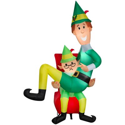 Gemmy Christmas Inflatable Buddy the Elf on Papa Elf's Lap