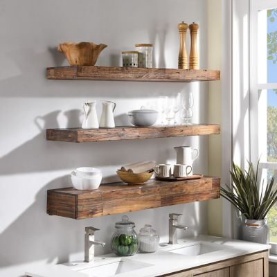 northbeam Distressed Floating Shelf Set with Hidden Storage, 3 pc.