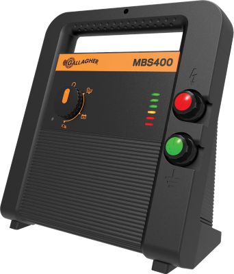 Gallagher MBS400 MultiPower Electric Fence Charger 4.0 Joule 12v Battery, Solar, or 110v AC Energizer, Adaptive Energy Control