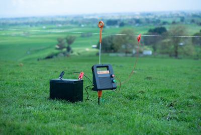 Image showing  B60 Battery Powered Electric Fence Charger 0.6 Joule 12v Battery Energizer Powers Up to 15 Miles, 60 Acres of Fence