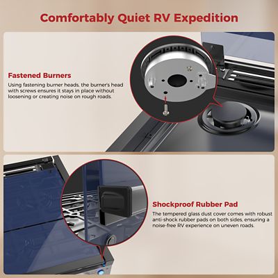 Image showing  Propane Gas 12 in. RV Cooktop 2 Burners Slide-in, Outdoor Rangetop, 13,000 BTU, Black, RGH12IB