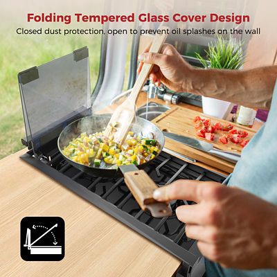 Image showing  Propane Gas 12 in. RV Cooktop 2 Burners Slide-in, Outdoor Rangetop, 13,000 BTU, Black, RGH12IB