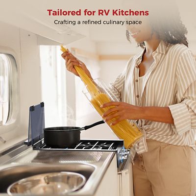 Image showing 5 th Camplux Propane Gas 12 in. RV Cooktop 2 Burners Slide-in, Outdoor Rangetop, 13,000 BTU, Black, RGH12IB