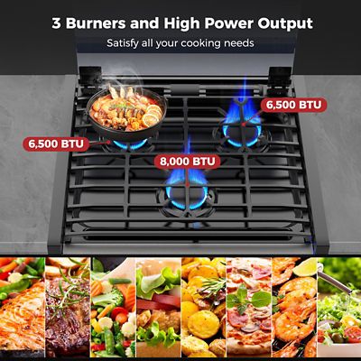Image showing  Propane Gas 17 in. RV Outdoor Range Oven with 3 Burners Cooktop for RV, 8,000 BTU, Stainless steel, RGS17MSF