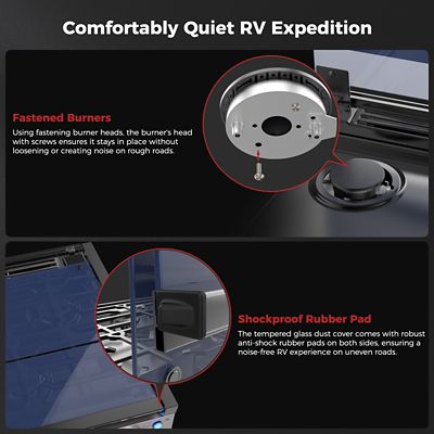 Image showing 5 th Camplux Propane Gas 17 in. RV Outdoor Range Oven with 3 Burners Cooktop for RV, 8,000 BTU, Stainless steel, RGS17MSF