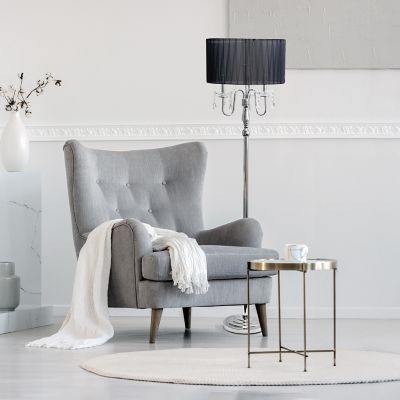 Lalia Home Glamorous Chrome Cascading Crystal Floor Lamp